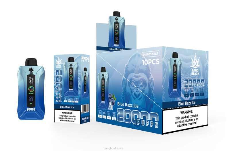 Puff Bang Box Avis - Bang Beach Vape à écran intelligent de 20 000 bouffées glace bleue X428611