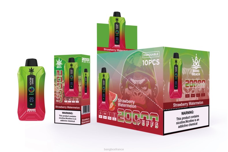 Puff Bang Box Nicotine - Bang Beach Vape à écran intelligent de 20 000 bouffées pastèque fraise X42863
