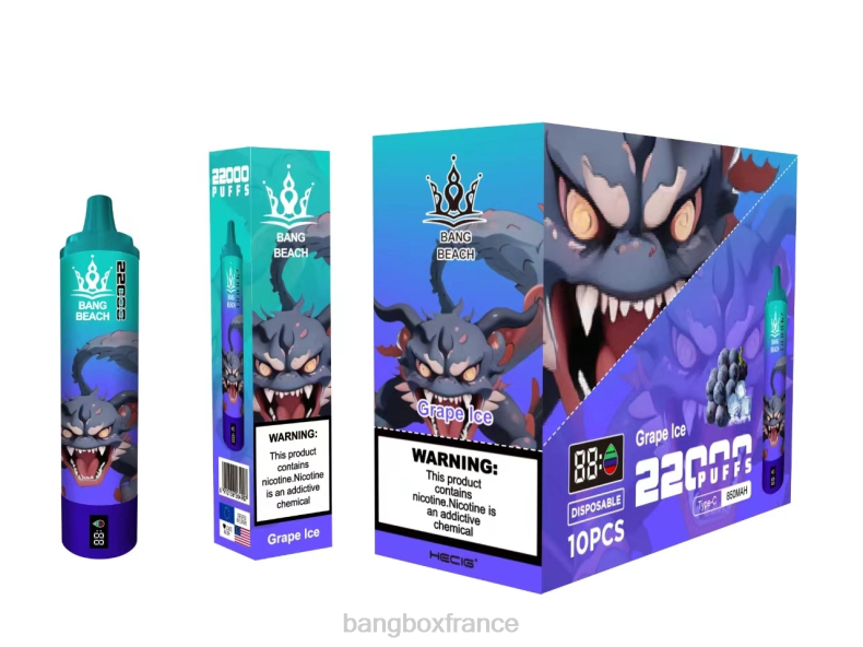 Puff Bang Box - Bang Beach Écran intelligent de 22 000 bouffées glace aux raisins X428619