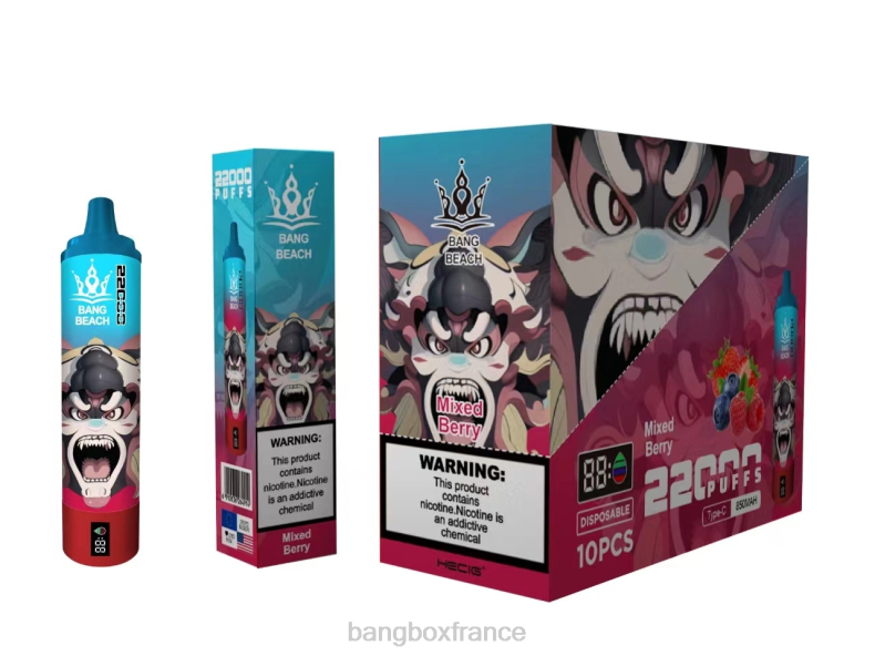 Puff Bang Box Nicotine - Bang Beach Écran intelligent de 22 000 bouffées baies mélangées X428621