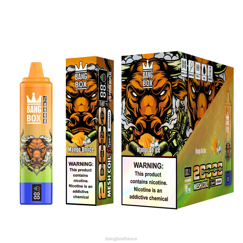 Bang Box France - Bang Box Écran intelligent de 20 000 bouffées mangue sur glace X428654