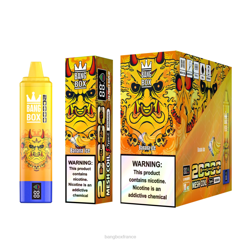 Puff Bang Box Nicotine - Bang Box Écran intelligent de 20 000 bouffées glace à la banane X428657