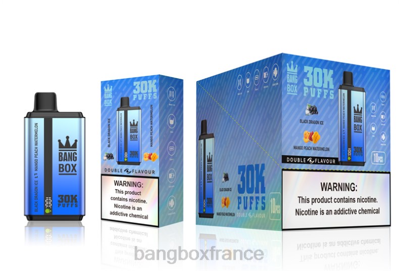 Bang Box Avis - Bang Box 30 000 bouffées double saveurs glace de dragon noir et pastèque à la mangue et à la pêche X428671