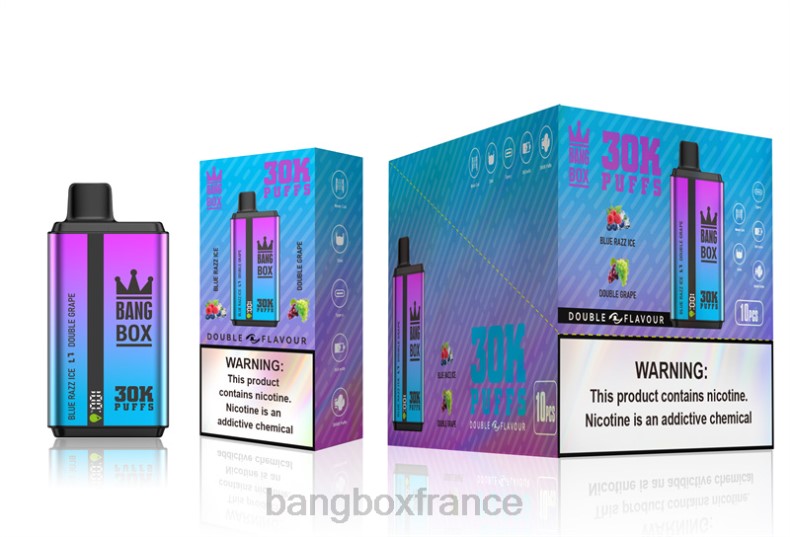 Bang Box France - Bang Box 30 000 bouffées double saveurs glace bleue au razz et double raisin X428672
