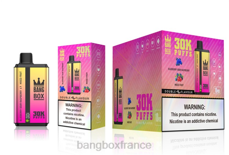 Puff Bang Box Nicotine - Bang Box 30 000 bouffées double saveurs myrtille, framboise acidulée et mélange de fruits X428666