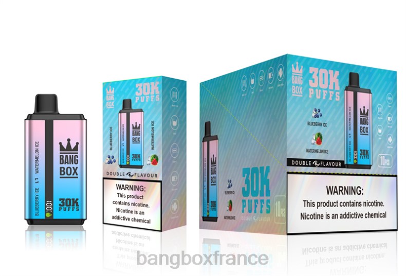 Vape Bang Box Prix - Bang Box 30 000 bouffées double saveurs glace aux myrtilles et glace à la pastèque X428669